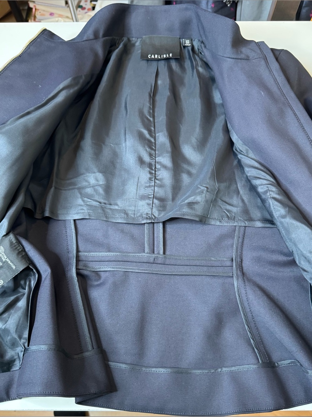 CARLISLE Navy Blue Zip Front Jacket Blazer | Size 6 like new condition - Picture 16 of 16